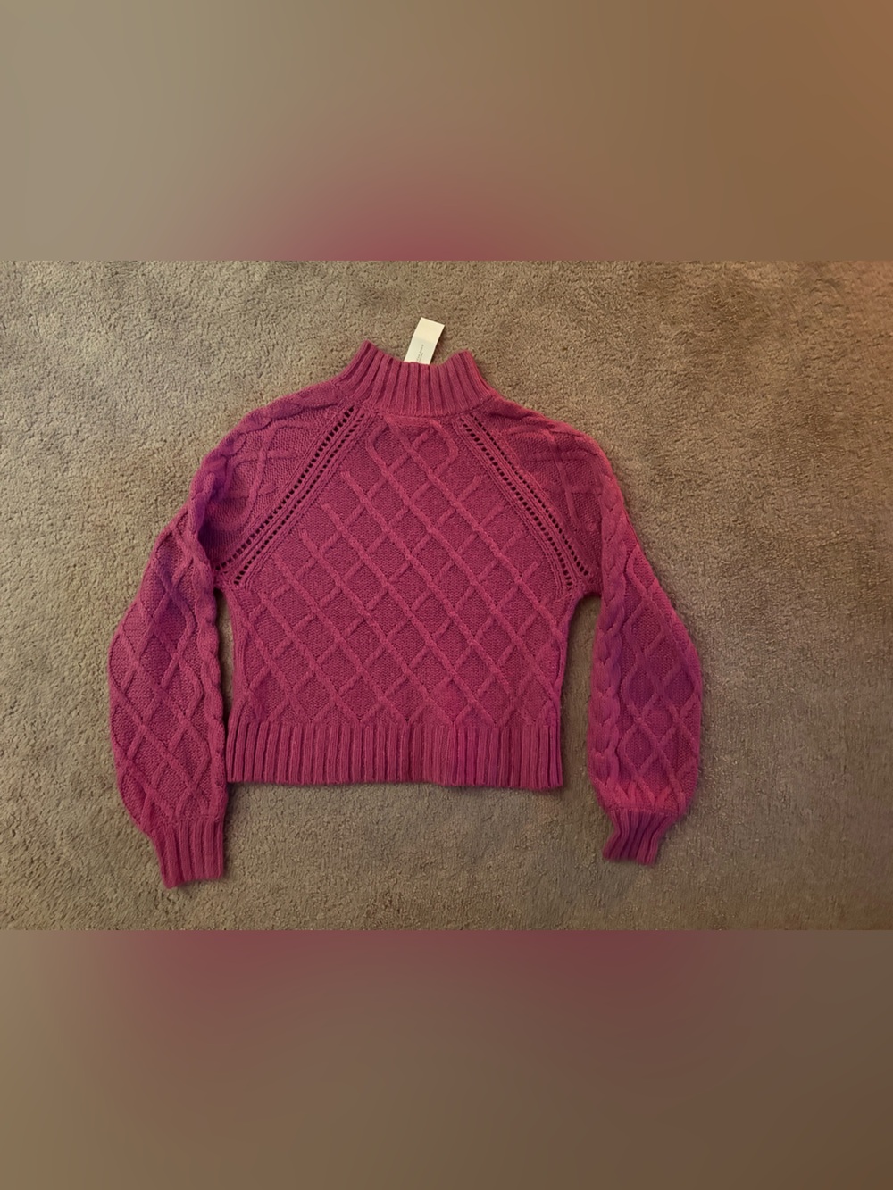 American Eagle Outfitters Cable Knit Mock Neck Sweater - Magenta NWT